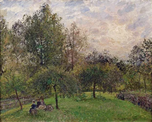 Apfelbäume und Pappeln im Sonnenuntergang, 1901